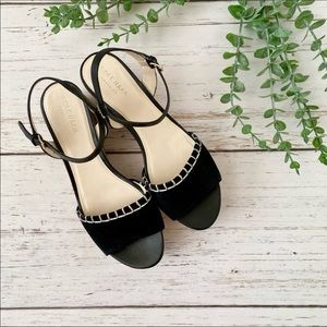 Cole Haan Black Cork Slingback Platform Sandals